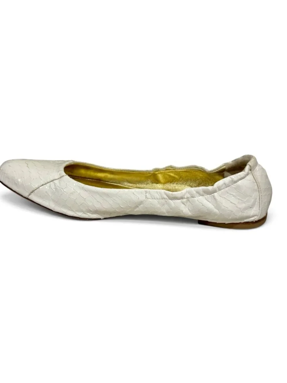 Dolce & Gabbana White Snakeskin Embossed Ballet Flats Size 38/ 7.5